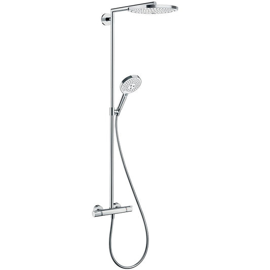 Coloana dus cu baterie si termostat Hansgrohe Raindance Select S 300 2jet, alb/crom
