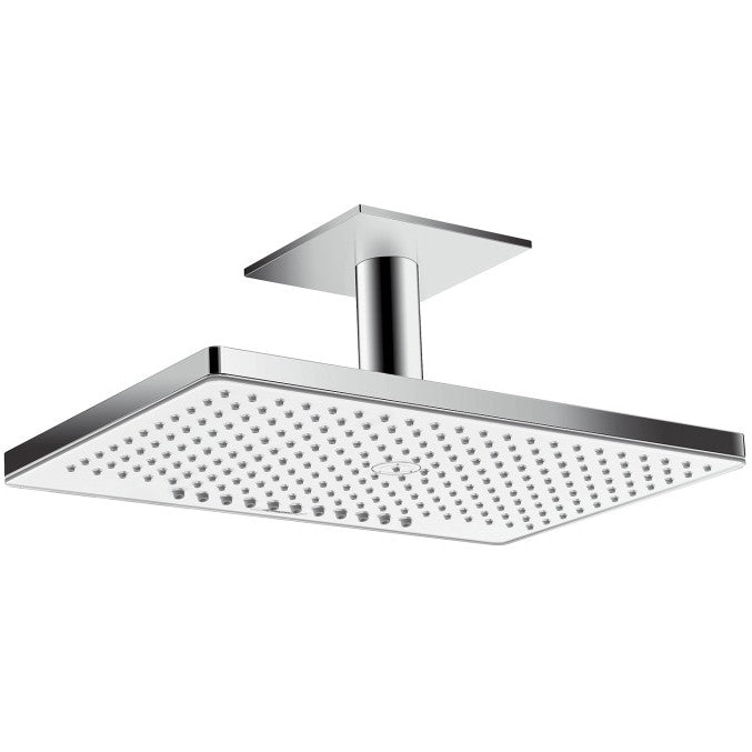 Palarie dus fix Hansgrohe Rainmaker Select 460 2jet, cu brat montat in tavan 10 cm, alb/crom