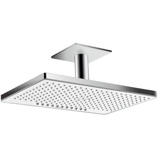 Palarie dus fix Hansgrohe Rainmaker Select 460 2jet, cu brat montat in tavan 10 cm, alb/crom