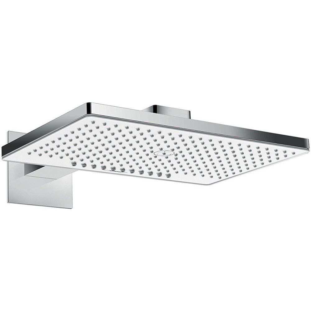 Palarie dus fix Hansgrohe Rainmaker Select 460 2jet, cu brat orizontal 46 cm, alb/crom