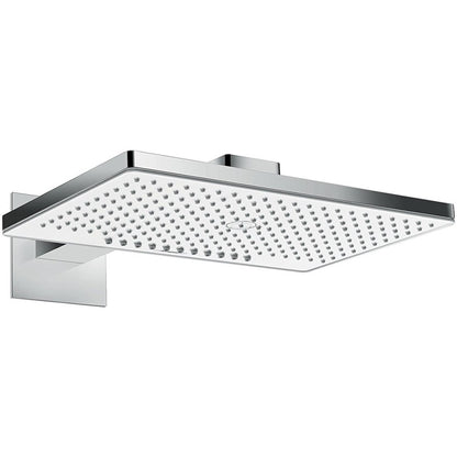 Palarie dus fix Hansgrohe Rainmaker Select 460 2jet, cu brat orizontal 46 cm, alb/crom