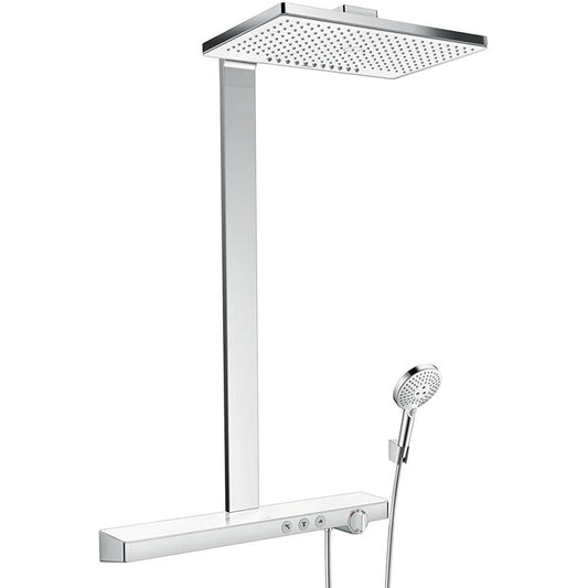 Coloana dus cu baterie si termostat Hansgrohe Rainmaker Select 460 2jet, alb/crom