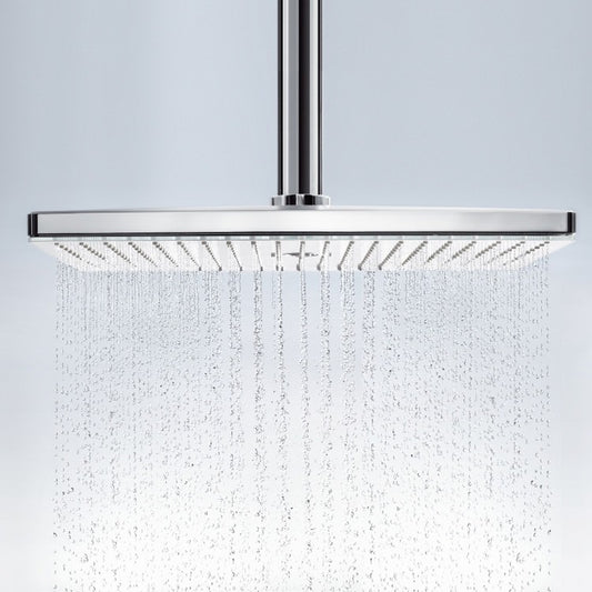 Palarie dus fix Hansgrohe Rainmaker Select 460 3jet, cu brat montat in tavan 10 cm, alb/crom