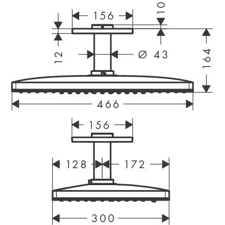 Palarie dus fix Hansgrohe Rainmaker Select 460 3jet, cu brat montat in tavan 10 cm, alb/crom