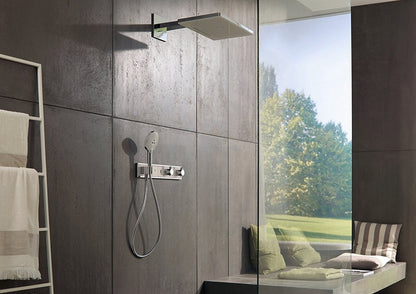 Palarie dus fix Hansgrohe Rainmaker Select 460 3jet, cu brat orizontal 46 cm, alb/crom
