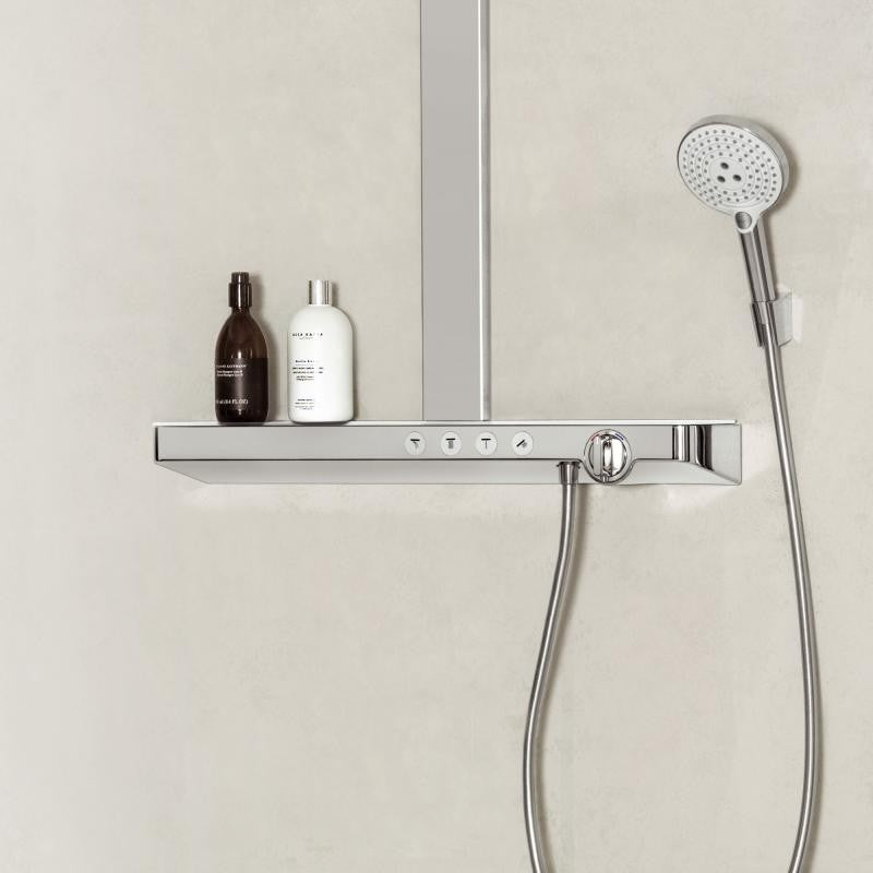 Coloana dus cu baterie si termostat Hansgrohe Rainmaker Select 460 3jet, alb/crom