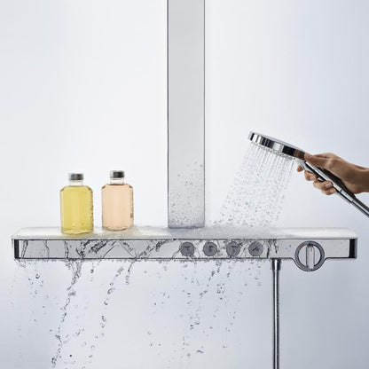 Coloana dus cu baterie si termostat Hansgrohe Rainmaker Select 460 3jet, alb/crom