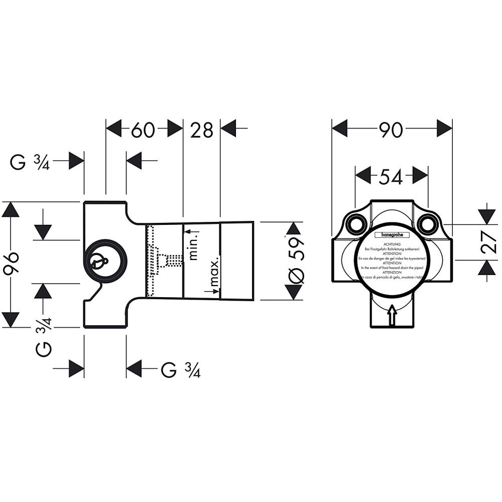 Hansgrohe Set universal pentru supapa de inchidere Quattro cu 3 iesiri, montaj incastrat