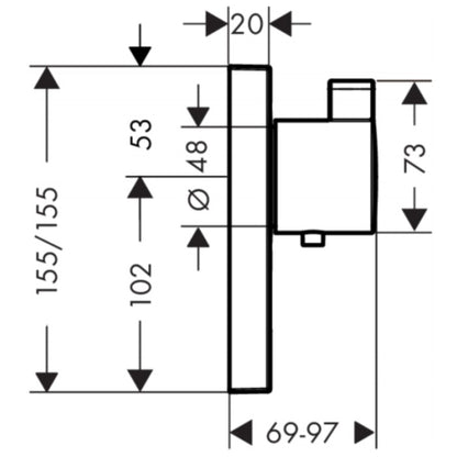 Hansgrohe ShowerSelect Baterie dus cu termostat pentru montaj incastrat, debit mare, 1 functie, crom