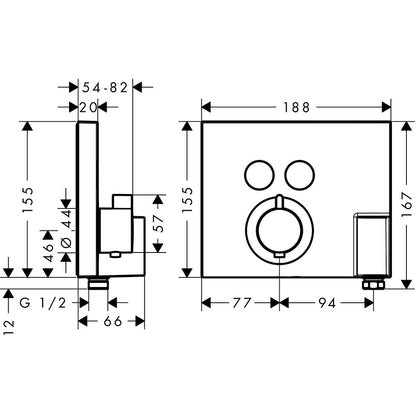 Hansgrohe ShowerSelect Fixfit Porter Baterie dus cu termostat cu suport dus pentru montaj incastrat, crom