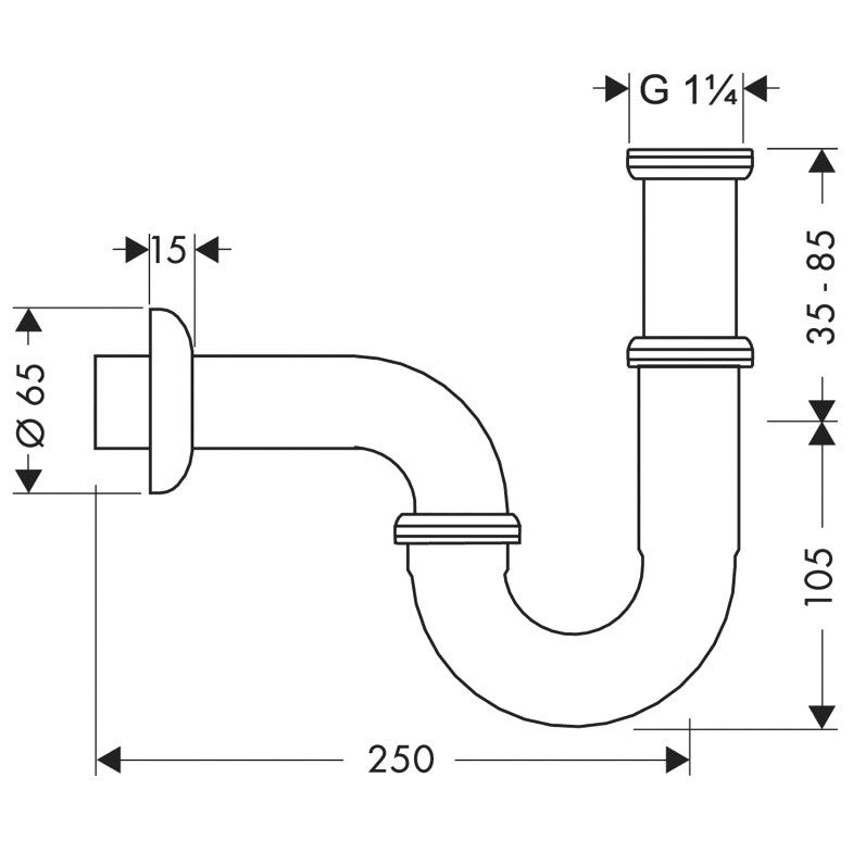 Hansgrohe Sifon standard lavoar cu pipa 8 cm, crom