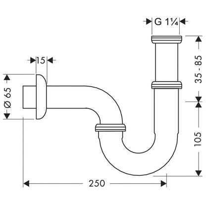Hansgrohe Sifon standard lavoar cu pipa 8 cm, crom