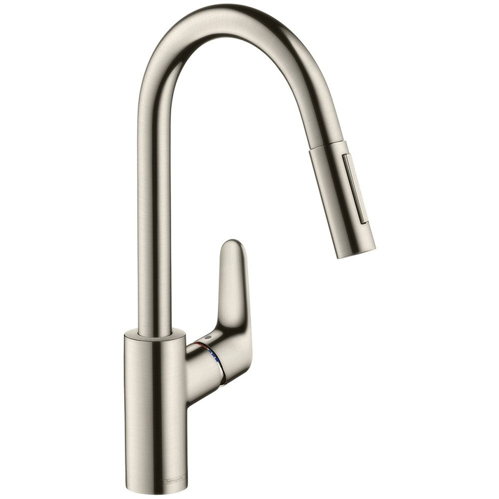 Hansgrohe Focus 240 Baterie chiuveta bucatarie monocomanda cu dus extractibil, aspect inox