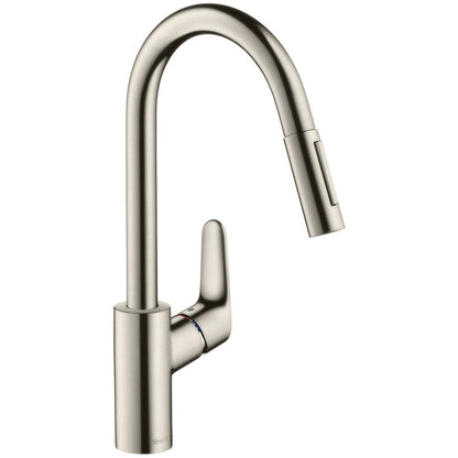 Hansgrohe Focus 240 Baterie chiuveta bucatarie monocomanda cu dus extractibil, aspect inox