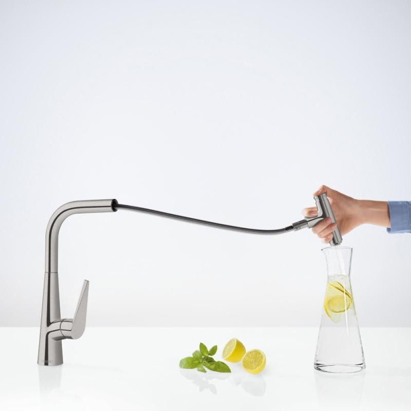 Hansgrohe Talis Select S 300 Baterie chiuveta bucatarie monocomanda cu dus extractibil, aspect inox