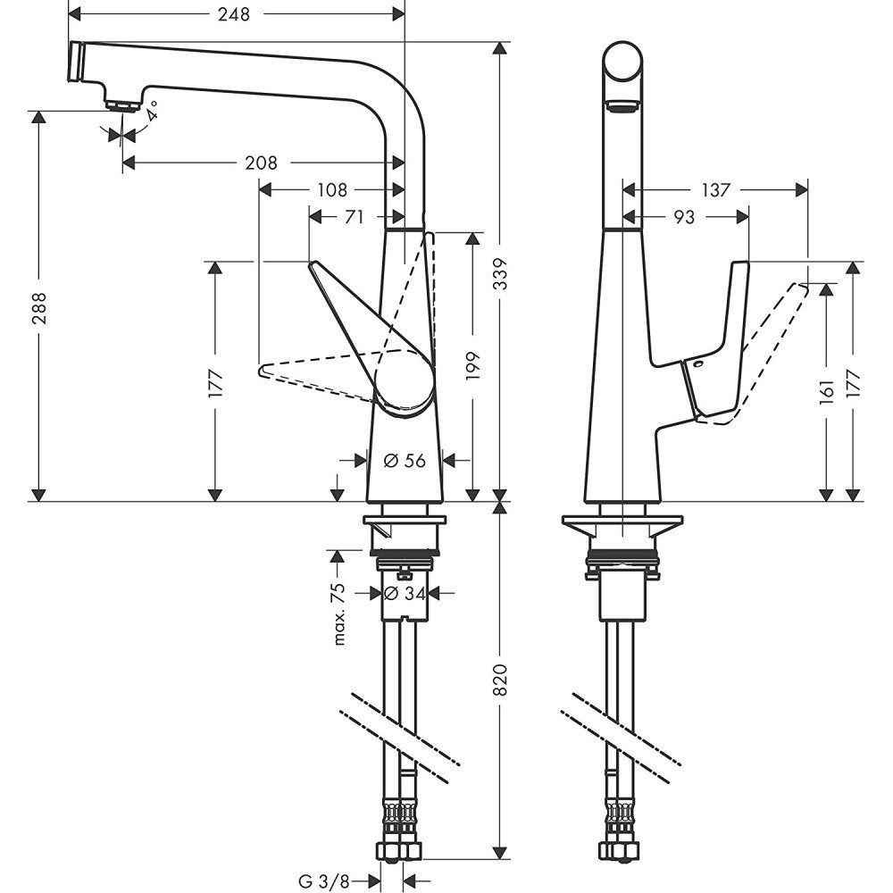 Hansgrohe Talis Select S 300 Baterie chiuveta bucatarie monocomanda, aspect inox