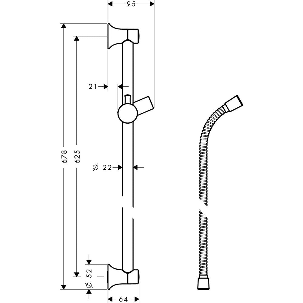 Hansgrohe Unica'Classic Bara de dus 650 mm, crom