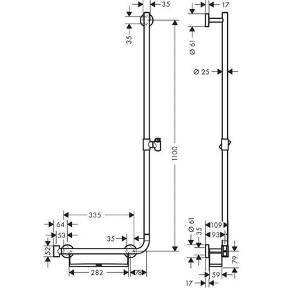 Hansgrohe Unica Comfort Bara de dus 1100 mm, dreapta, alb/crom