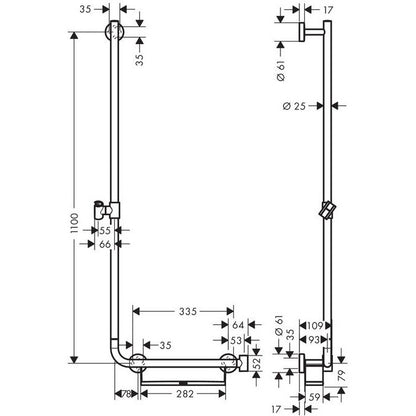 Hansgrohe Unica Comfort Bara de dus 1100 mm, stanga, alb/crom