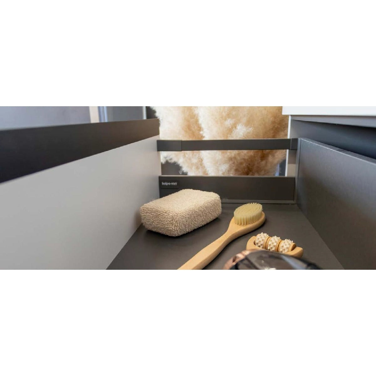 Set mobilier baie (masca stativa cu 3 sertare si lavoar) Kolpa San Harmony 100x48xH90, gri deschis