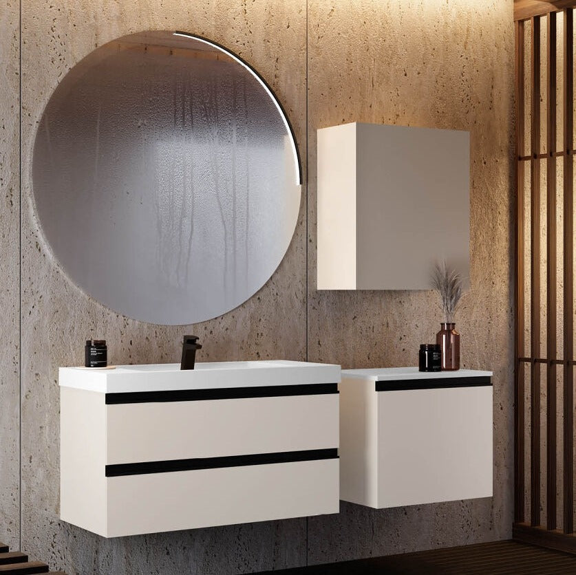 Set mobilier baie (masca stativa cu 3 sertare si lavoar) Kolpa San Harmony 70x48xH90, gri deschis