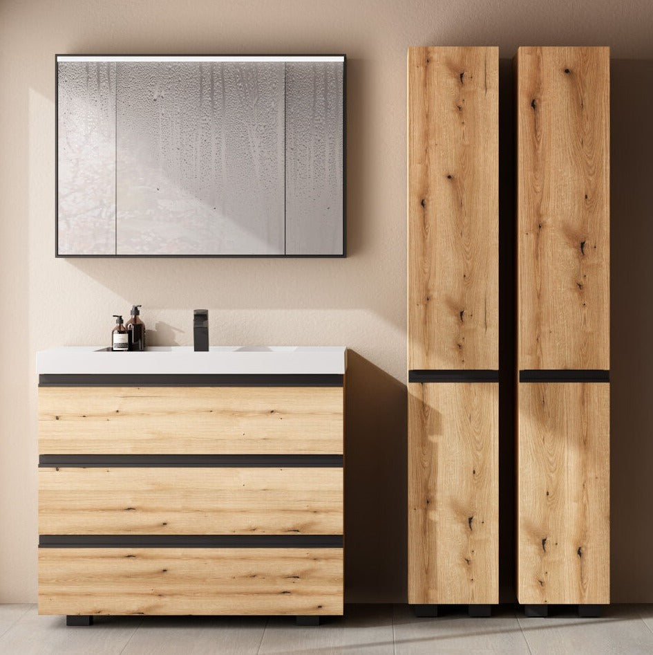 Set mobilier baie (masca stativa cu 3 sertare si lavoar) Kolpa San Harmony 100x48xH90, stejar natur