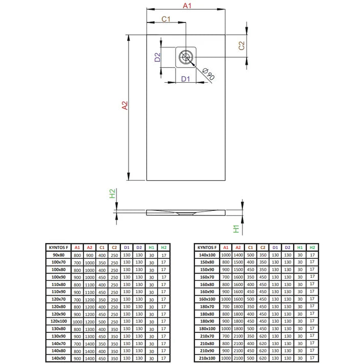 Cadita dus dreptunghiulara compozit Radaway Kyntos F 120x80 cm, bej (cashmere)
