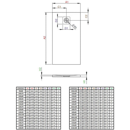 Cadita dus dreptunghiulara compozit Radaway Kyntos F 120x80 cm, bej (cashmere)
