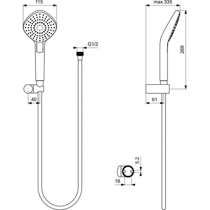 Set promo Sistem dus incastrat fara termostat Ideal Standard Ceraplan IdealRainCube