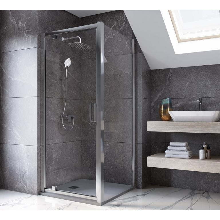 Cabina dus dreptunghiulara cu usa batanta si perete fix Ideal Standard Connect 2 PV 75x90 cm