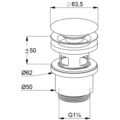 Kludi Ventil click-clack pentru lavoare cu preaplin, negru mat
