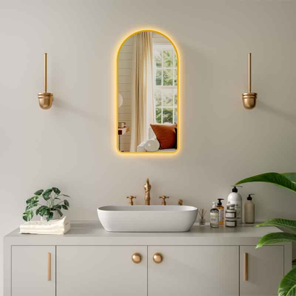 Fluminia Gaudi Oglinda cu iluminare LED si dezaburire 50xH100 cm, rama bronz