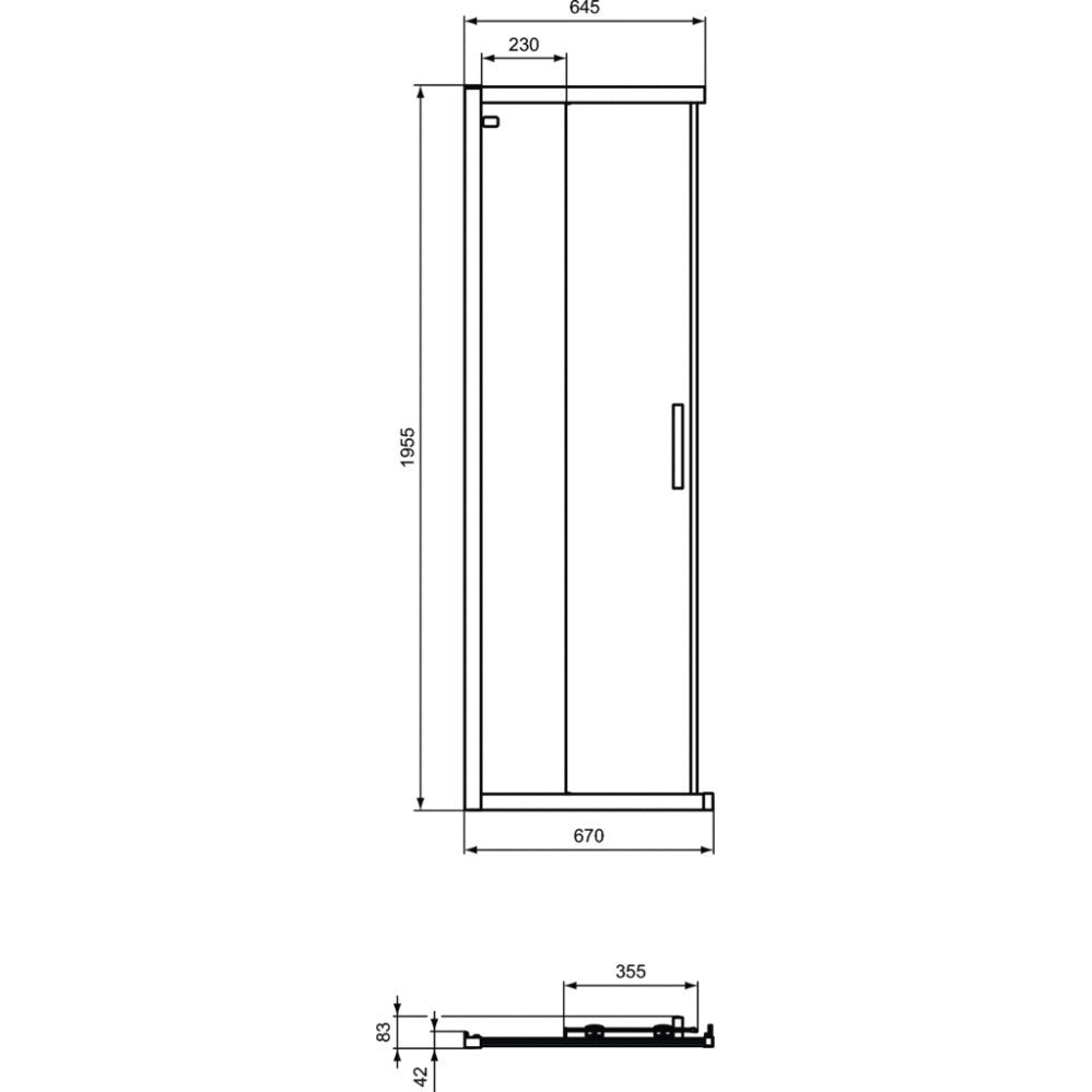 Cabina dus patrata cu usi glisante Ideal Standard Connect 2 70x70 cm