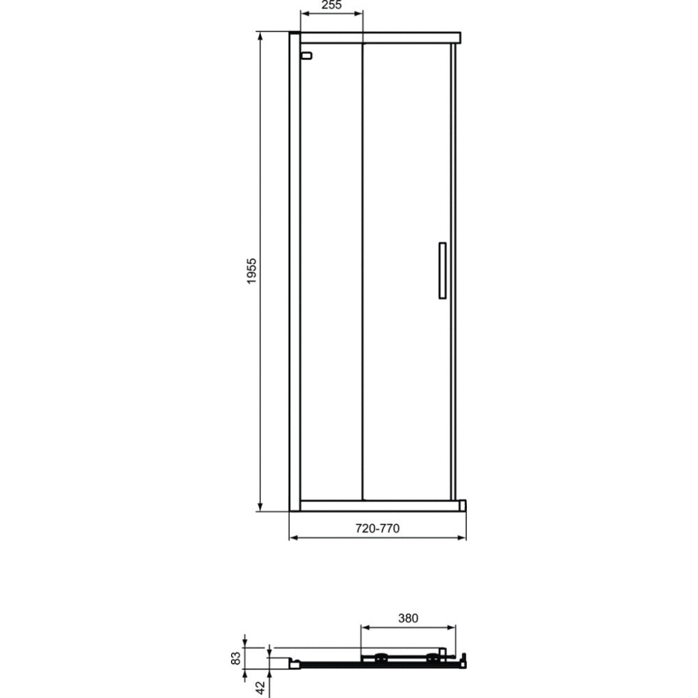 Cabina dus dreptunghiulara cu usi glisante Ideal Standard Connect 2 140x75 cm