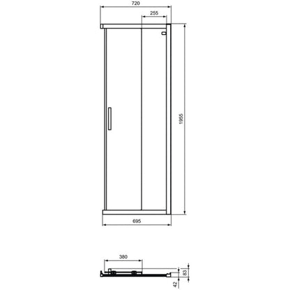 Cabina dus dreptunghiulara cu usi glisante Ideal Standard Connect 2 80x75 cm