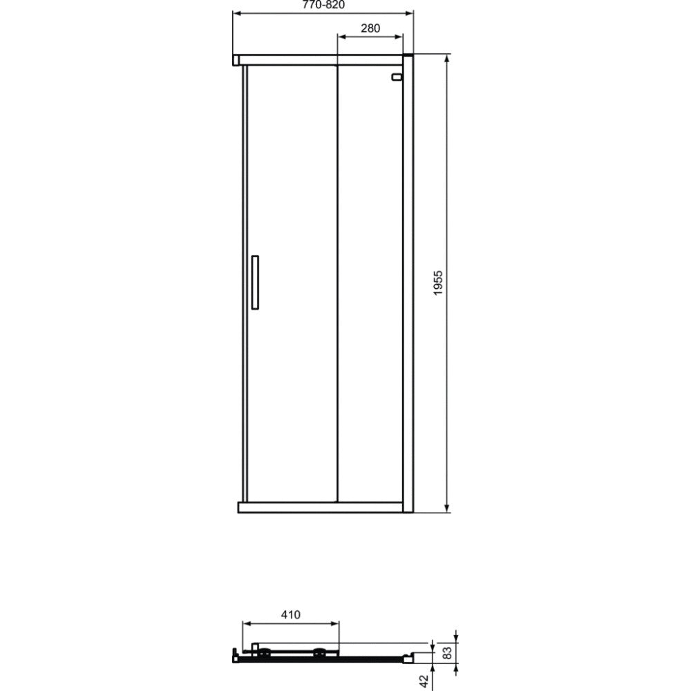 Cabina dus dreptunghiulara cu usi glisante Ideal Standard Connect 2 140x80 cm