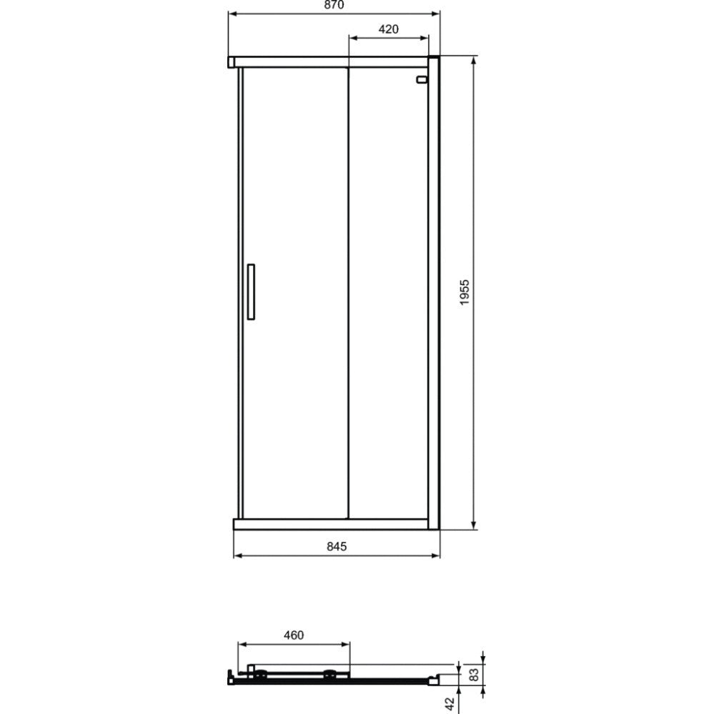 Cabina dus patrata cu usi glisante Ideal Standard Connect 2 90x90 cm