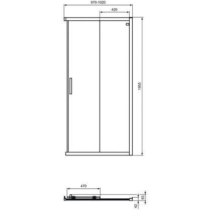 Cabina dus patrata cu usi glisante Ideal Standard Connect 2 100x100 cm, profil negru