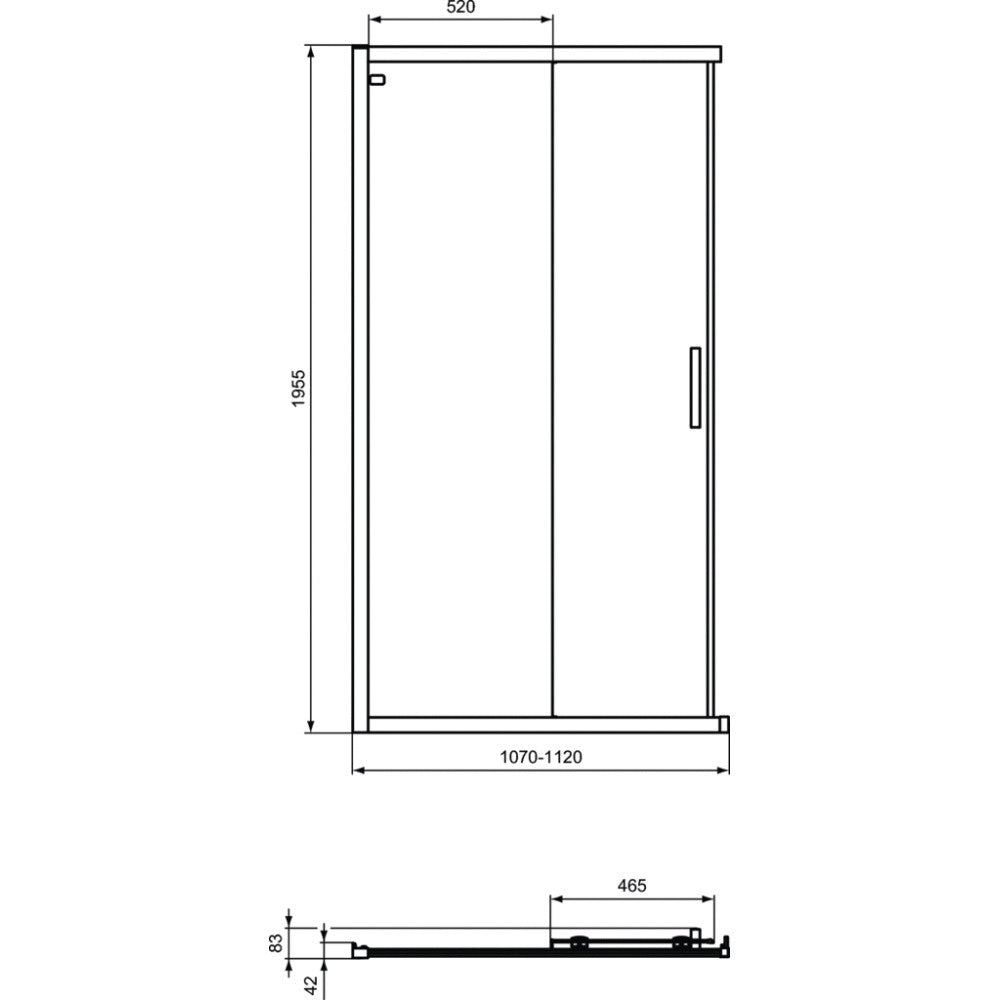 Cabina dus dreptunghiulara cu usi glisante Ideal Standard Connect 2 120x110 cm