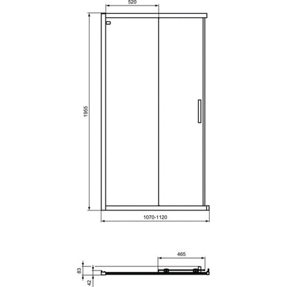 Cabina dus dreptunghiulara cu usi glisante Ideal Standard Connect 2 120x110 cm