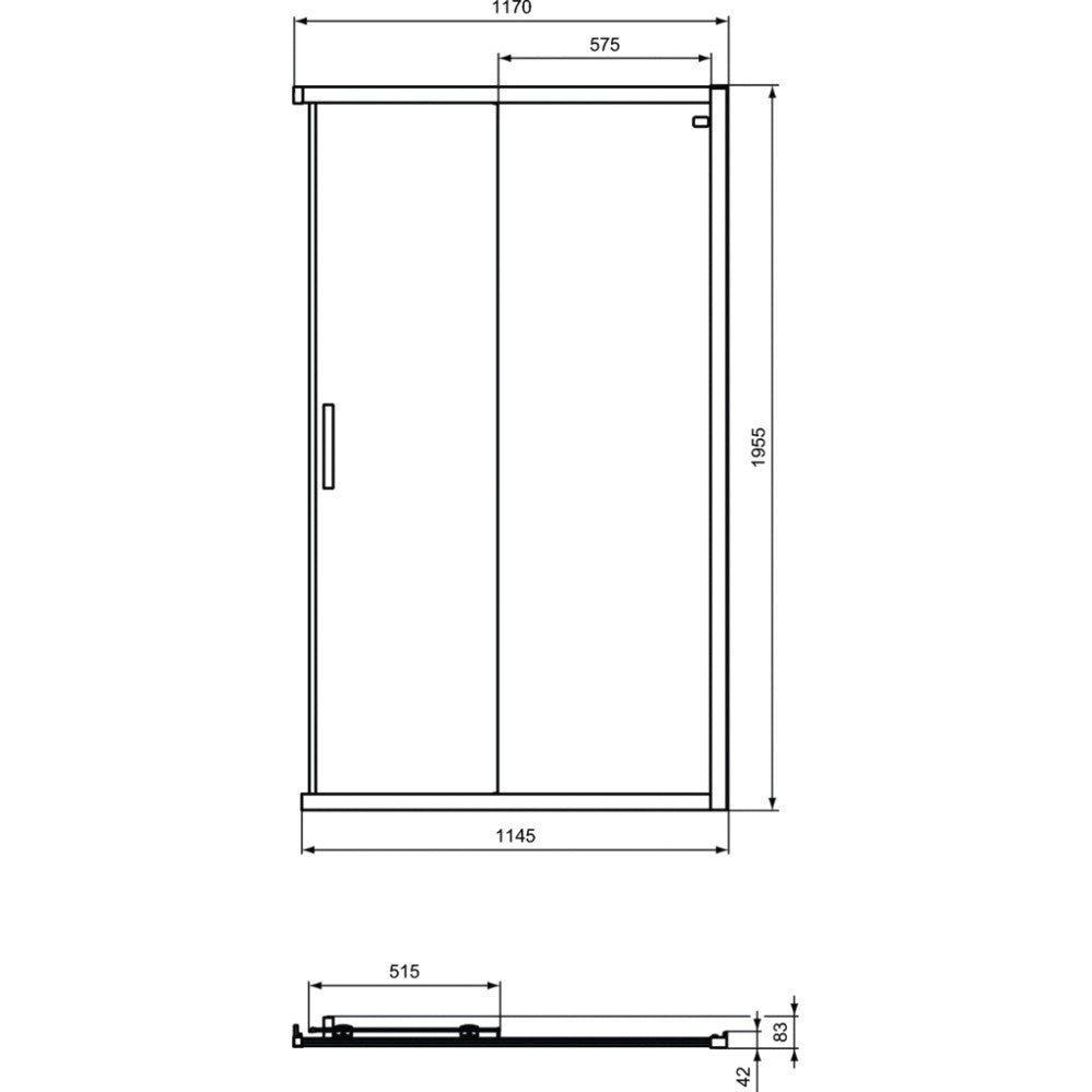 Cabina dus dreptunghiulara cu usi glisante Ideal Standard Connect 2 120x70 cm