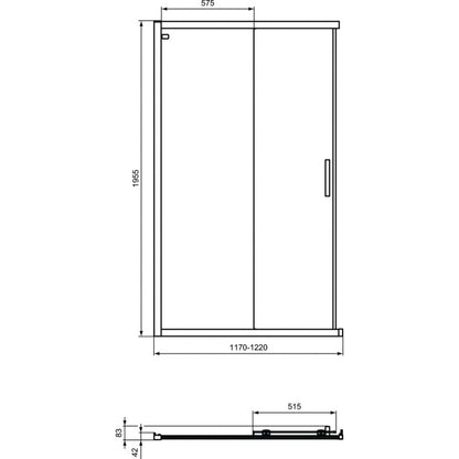 Cabina dus dreptunghiulara cu usi glisante Ideal Standard Connect 2 120x110 cm