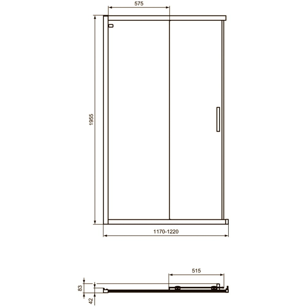 Cabina dus patrata cu usi glisante Ideal Standard Connect 2 120x120 cm, profil negru