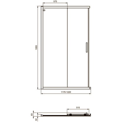 Cabina dus patrata cu usi glisante Ideal Standard Connect 2 120x120 cm, profil negru