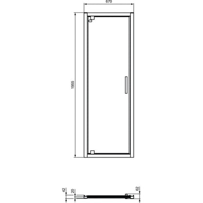 Cabina dus dreptunghiulara cu usa batanta si perete fix Ideal Standard Connect 2 PV 70x90 cm