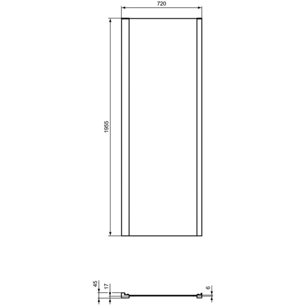 Cabina dus patrata cu usa batanta si perete fix Ideal Standard Connect 2 PV 75x75 cm