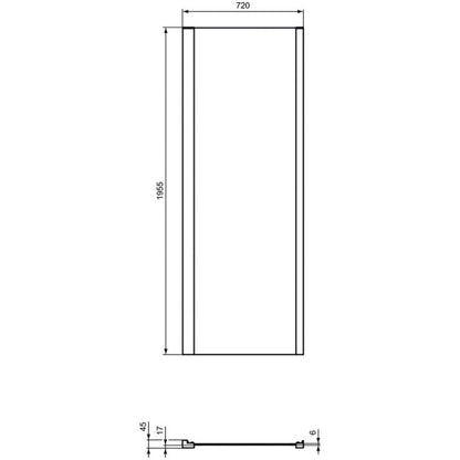 Cabina dus patrata cu usa batanta si perete fix Ideal Standard Connect 2 PV 75x75 cm