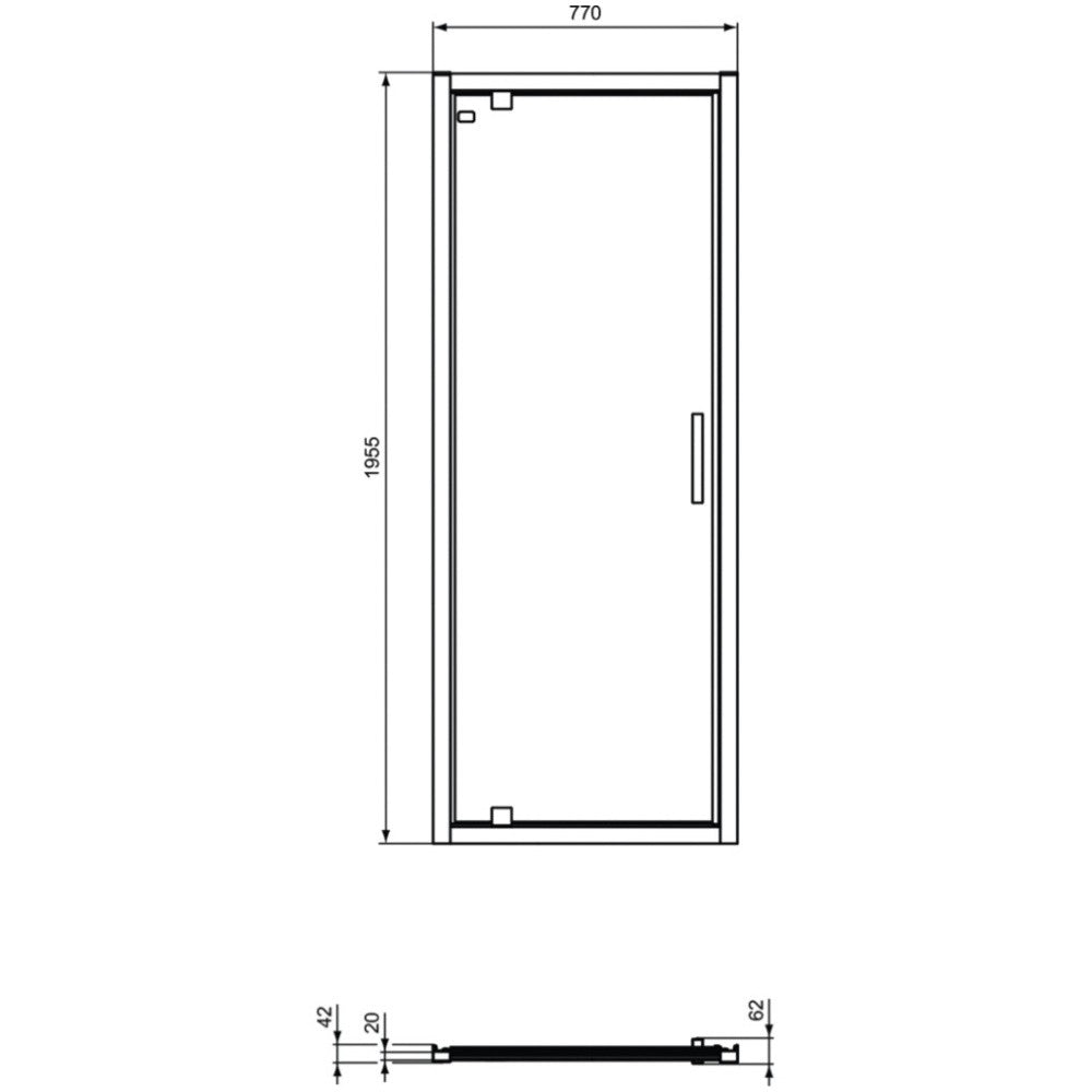 Cabina dus patrata cu usa batanta si perete fix Ideal Standard Connect 2 PV 80x80 cm