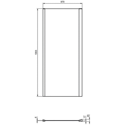Cabina dus dreptunghiulara cu usa batanta si perete fix Ideal Standard Connect 2 PV 80x90 cm, profil negru