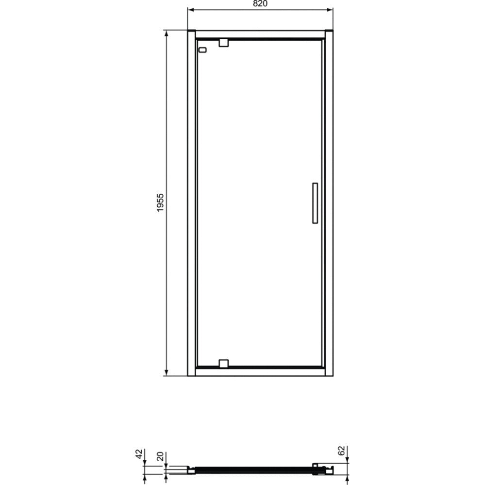 Cabina dus dreptunghiulara cu usa batanta si perete fix Ideal Standard Connect 2 PV 85x75 cm